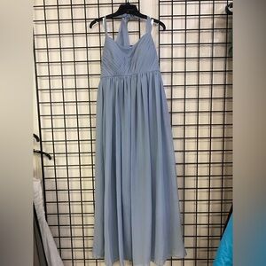 Azazie Blue Grey Halter Maxi Dress 12